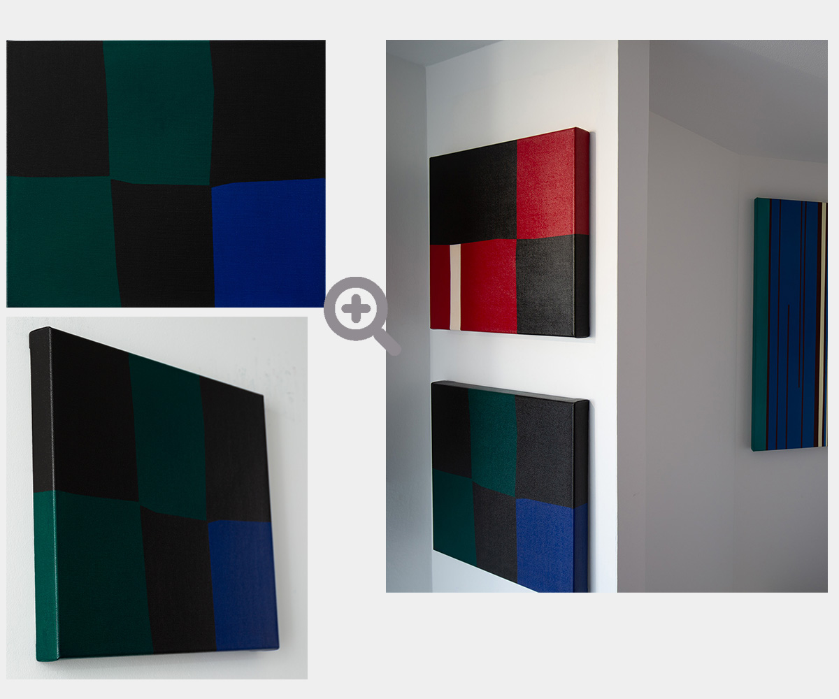 Gemaelde: blau. gr&uuml;n und schwarz, Farbfeld minimalistisch KH#286